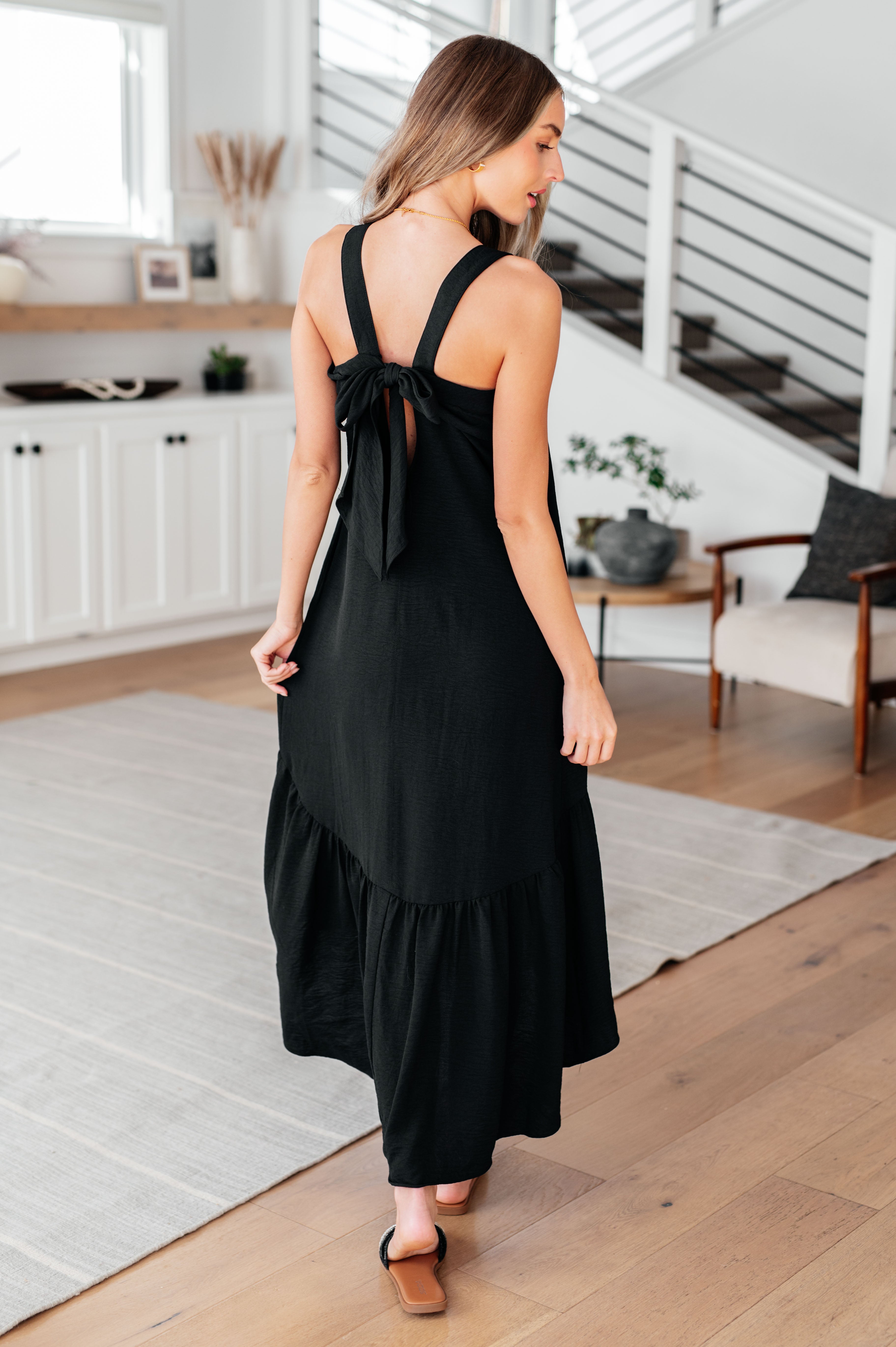 Akia Tie Back Maxi Dress in Black