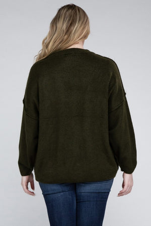 Allison Plus Raw Seam Melange Sweater in a Variety of Colors