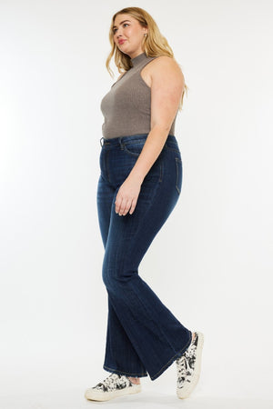 Alessia Mid Rise Flare Jeans in Dark Stone Wash