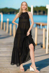 Riona Halter Cover Up Maxi Dress in Black