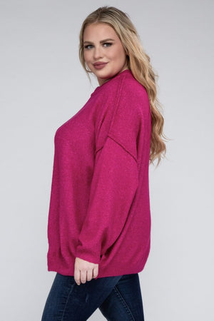 Allison Plus Raw Seam Melange Sweater in a Variety of Colors