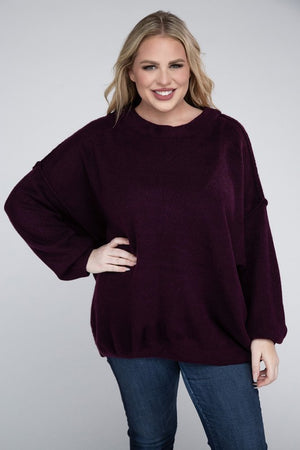 Allison Plus Raw Seam Melange Sweater in a Variety of Colors