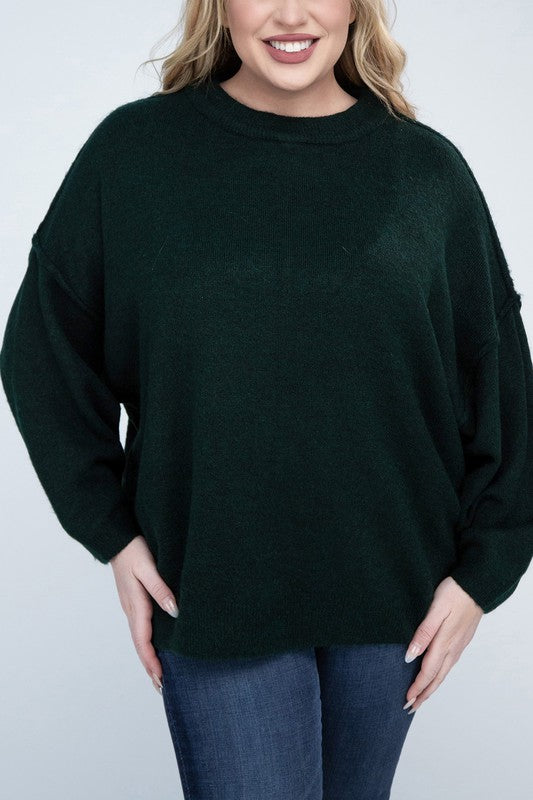 Allison Plus Raw Seam Melange Sweater in a Variety of Colors