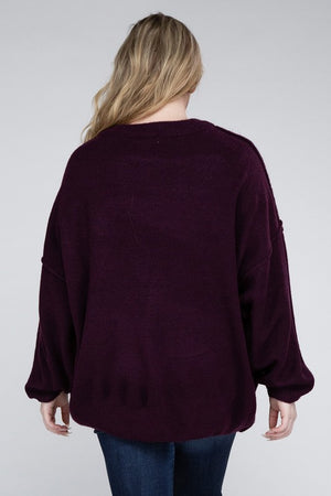 Allison Plus Raw Seam Melange Sweater in a Variety of Colors