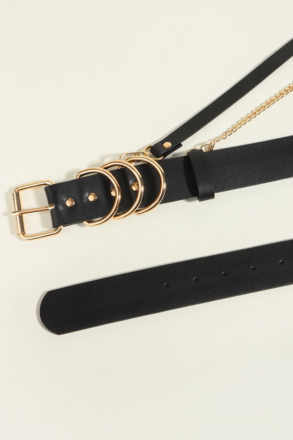 Ring Power Faux Leather Harness Belt in Black/Gold & Black/Silver