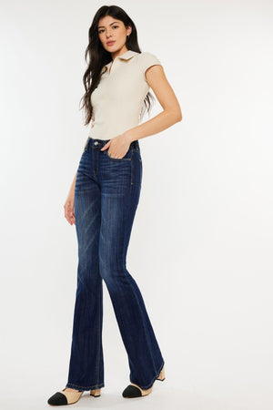 Jean-ius Moves Mid Rise Slim Flare Jeans in Dark Stone