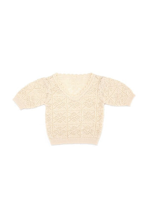 Utterly Sweet Crochet Knit Top in Ivory