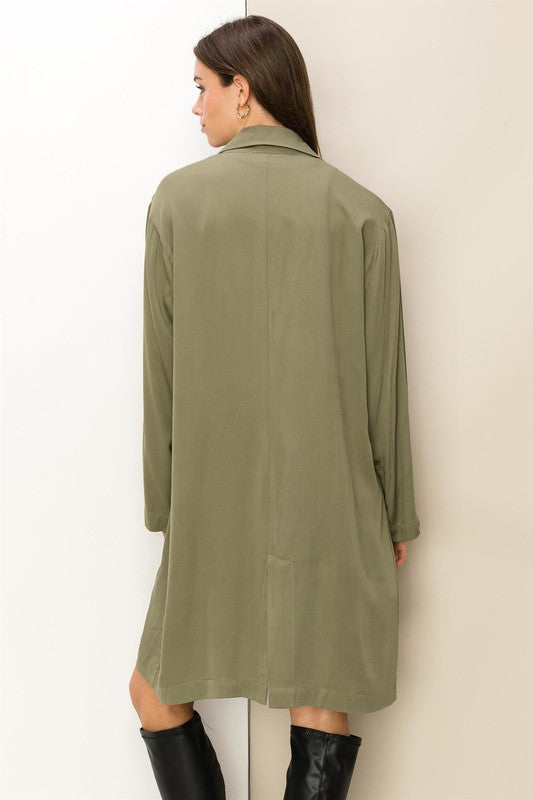 Notched Lapel Oversized Coat in Olive & Khaki