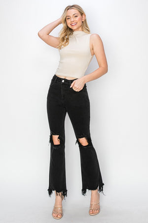 Distressed To Impress Raw Hem Jeans in Black