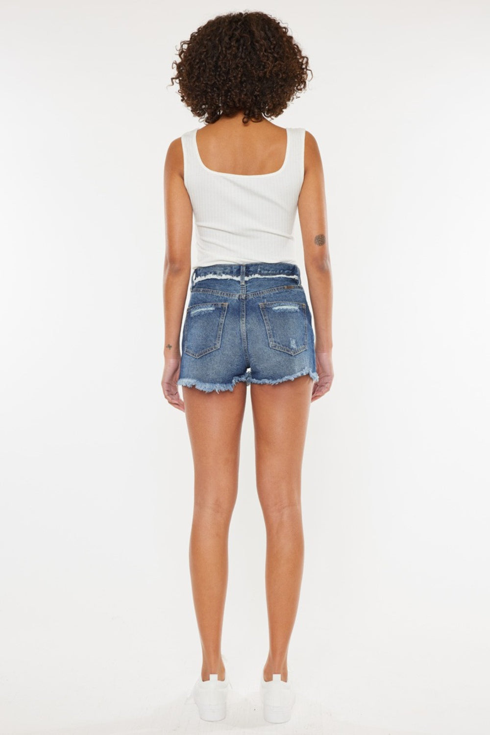 Pacifica Distressed Button Fly Denim Shorts