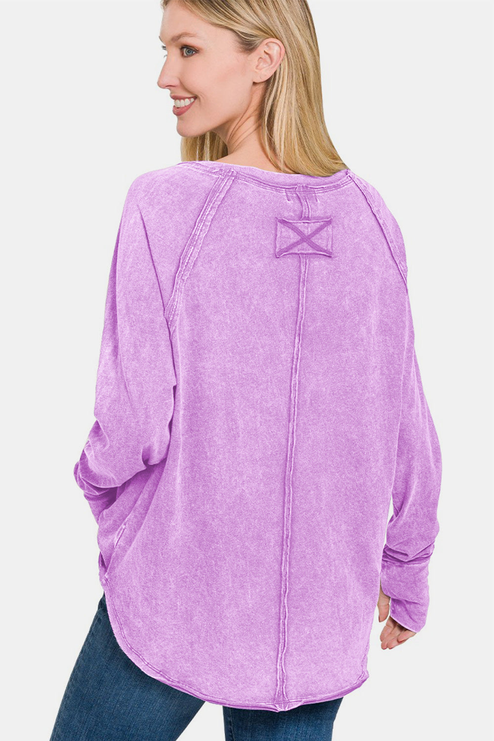 Thumbs Up Long Sleeve T-Shirt in Lavender