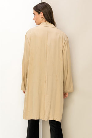 Notched Lapel Oversized Coat in Olive & Khaki