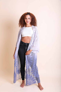 Ombre Boho Lace Long Kimono in Rose, Periwinkle, Ochre, Seafoam, & Black