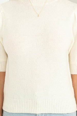 Cynthia Puff Sleeve Sweater Top in Cream & Black