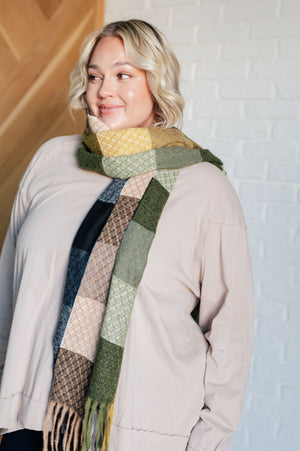 Plaid About You Fringe Scarf in Woodland Shades