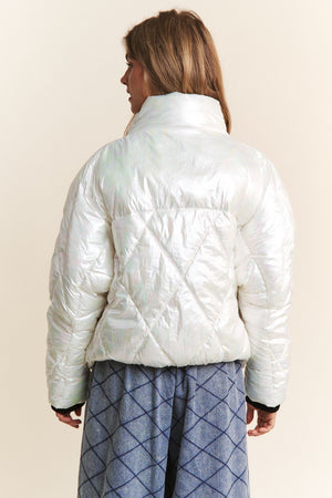 Like a Diamond Quilt Puffer Jacket in Winter Glass