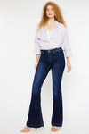 Unique Hem Mid Rise Flare Jeans in Dark Wash