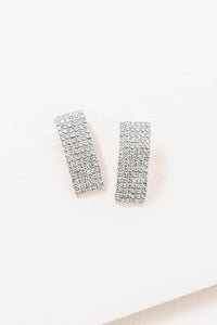 Look Lavish Curved Rhinestone Earrings in Silver