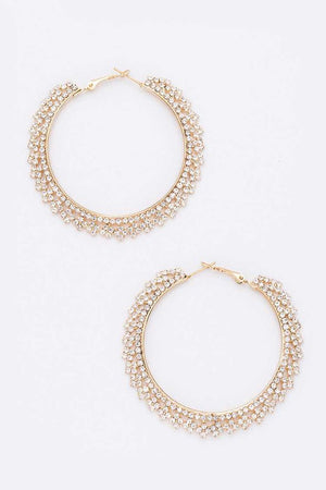 Indelible Rhinestone Hoop Earrings in Gold/Clear & Silver/Clear