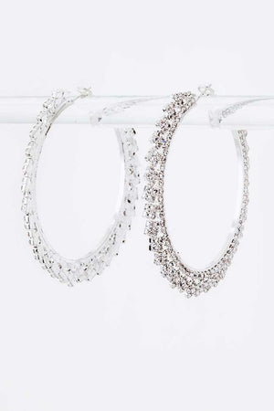 Indelible Rhinestone Hoop Earrings in Gold/Clear & Silver/Clear