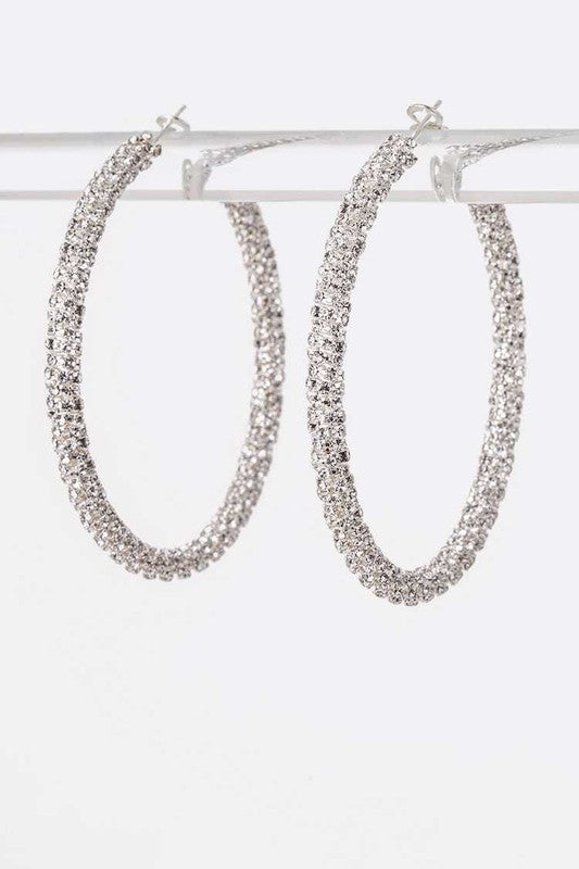 Wrapped in Rhinestones Hoop Earrings in Assorted Colors