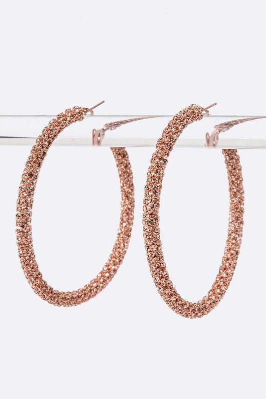 Wrapped in Rhinestones Hoop Earrings in Assorted Colors