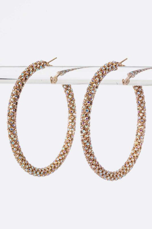 Wrapped in Rhinestones Hoop Earrings in Assorted Colors