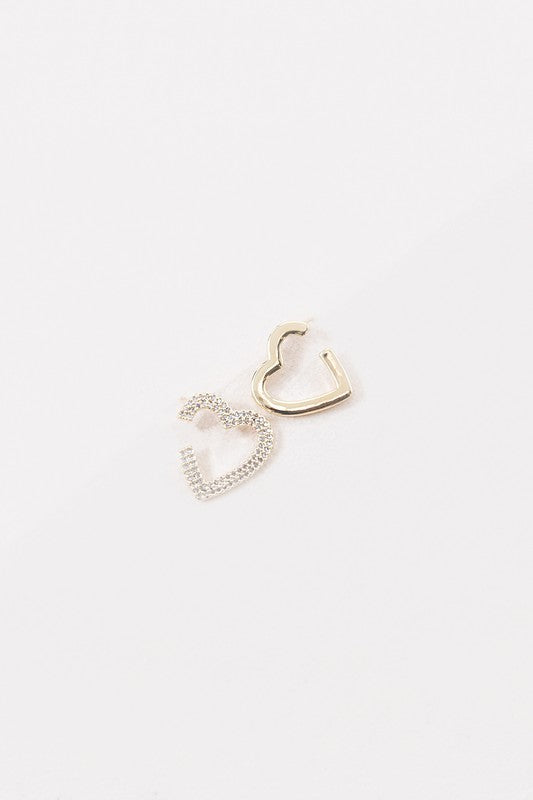 Pavestones & Polished Heart Earrings