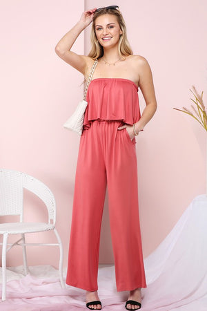 Ada Overlay Jumpsuit in Cranberry & Black