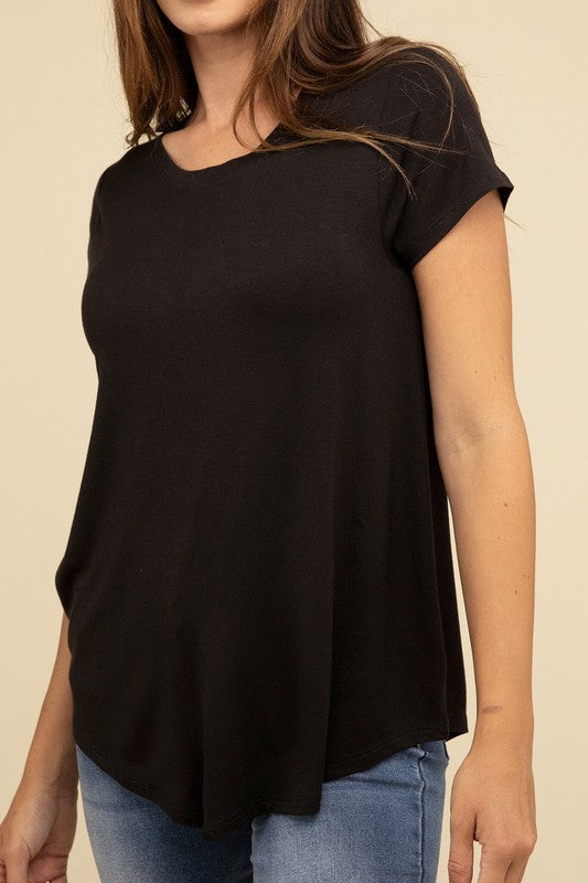 Ebb & Flow Rayon Short Sleeve Top in a Variety of Colors