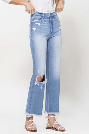 Vintage Style 90's Ankle Flare Jeans in Light Wash