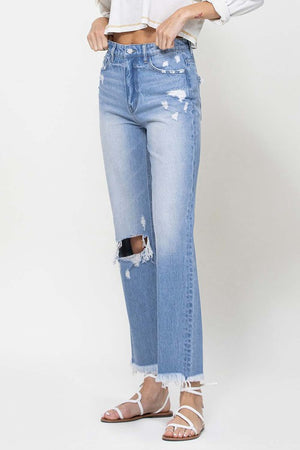 Vintage Style 90's Ankle Flare Jeans in Light Wash