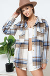 Classic Plaid Shirt Jacket in Tan/Blue Multi