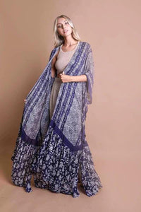 Fluidity Paisley Print Longline Kimono in Assorted Colors