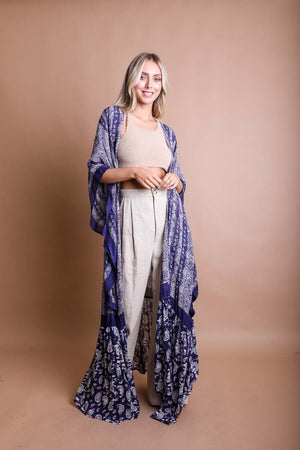 Fluidity Paisley Print Longline Kimono in Assorted Colors