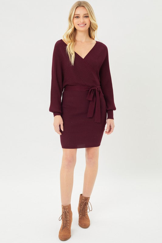 Wrap Me Up Knit Dress in Brown, Wine, Black, Camel