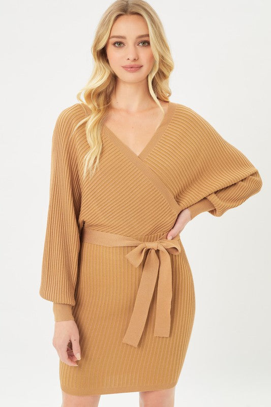 Wrap Me Up Knit Dress in Brown, Wine, Black, Camel