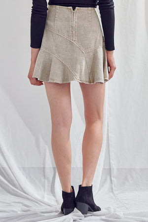 Signature A-Line Denim Skirt in Charcoal & Dark Taupe