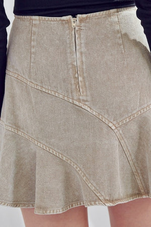 Signature A-Line Denim Skirt in Charcoal & Dark Taupe