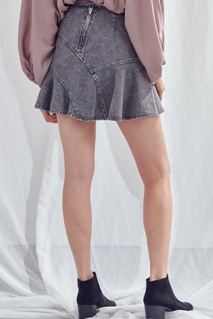 Signature A-Line Denim Skirt in Charcoal & Dark Taupe