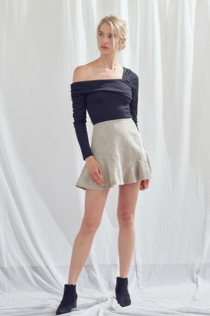 Signature A-Line Denim Skirt in Charcoal & Dark Taupe