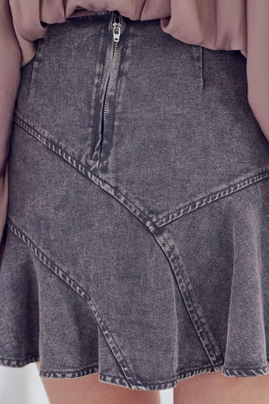 Signature A-Line Denim Skirt in Charcoal & Dark Taupe