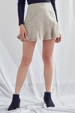 Signature A-Line Denim Skirt in Charcoal & Dark Taupe