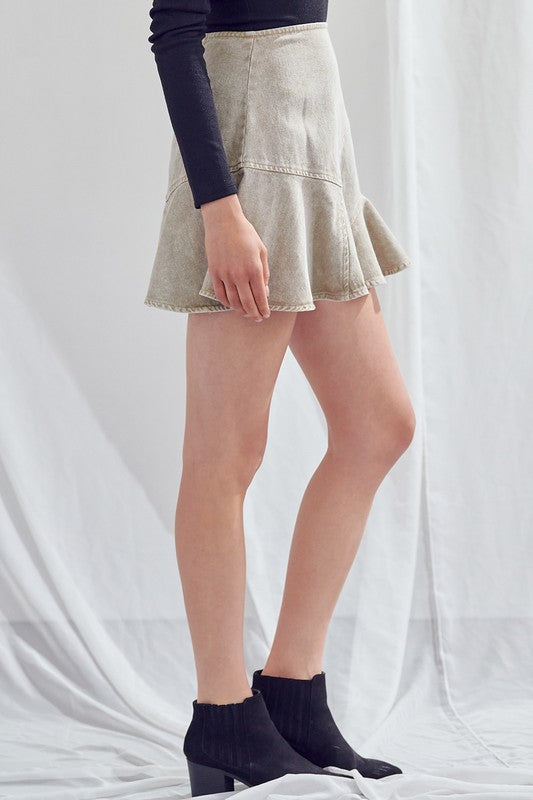 Signature A-Line Denim Skirt in Charcoal & Dark Taupe