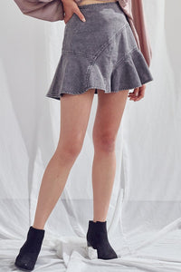 Signature A-Line Denim Skirt in Charcoal & Dark Taupe