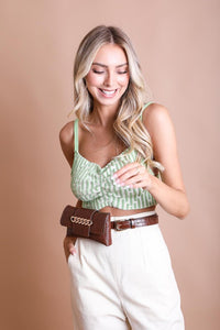 Refined Chain Sling Belt Bag in Brown, Black, & Cognac