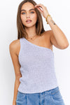 Sawyer One Shoulder Knit Top in Lavender