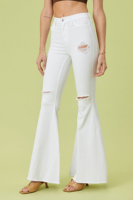 So Extra High Rise Flare Jeans in White