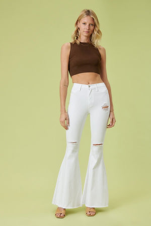 So Extra High Rise Flare Jeans in White