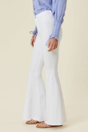 Feeling High Waisted Flare Jeans in White